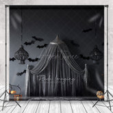 Aperturee Aperturee Gothic Halloween Bedroom Photography Backdrop Spooky Canopy Bed with Bats Dark and Moody Vampire Lair Photo Prop